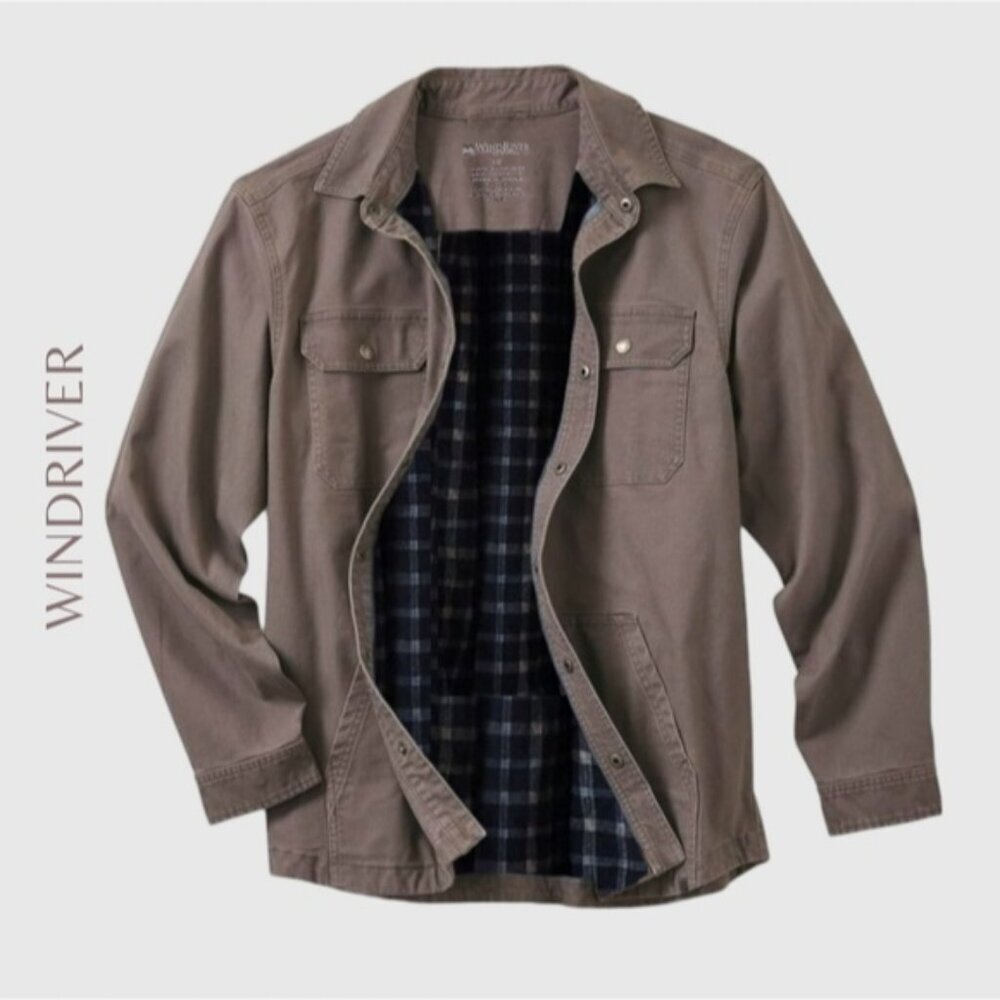 WINDRIVER Taupe Fleece + Quilted Lining Shirt Jacket- Size Large